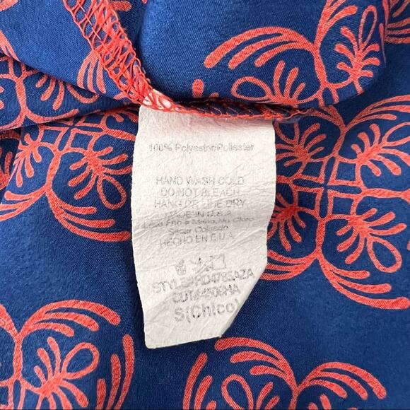 Maude Blue Red Filigree Print Back Keyhole Dress Pockets - Picture 5 of 5